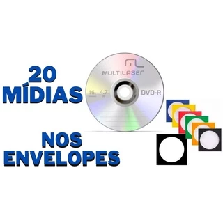 20 unidades de Mídia Virgem DVD-R 4.7gb 120min 16x - Multilaser Grava Jogo