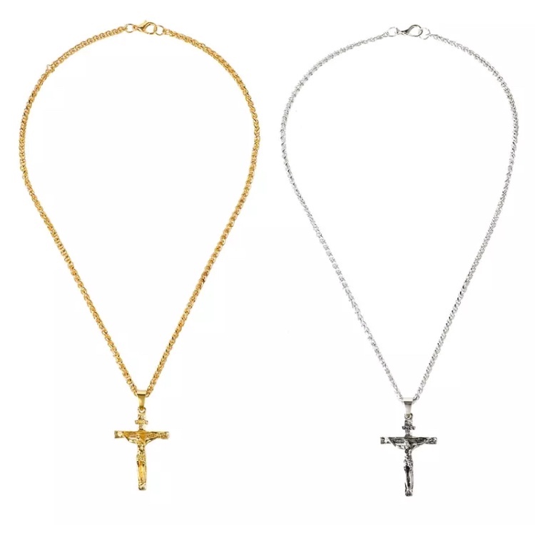 Colar Cruz Crucifixo Corrente Pingente Cristo Jesus J4142