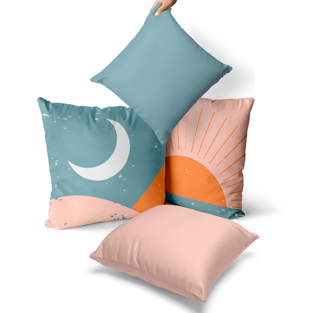 Kit 4 capa de almofada lua e sol