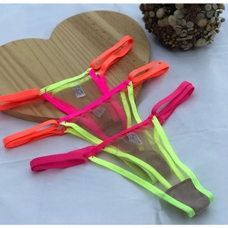 kit 3 calcinha fio tanga Neon em Tule Sexy com regulagem