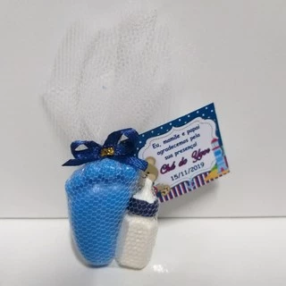40 Lembrancinhas pezinhos com mamadeira azul chá de bebe maternidade em Oferta na Shopee