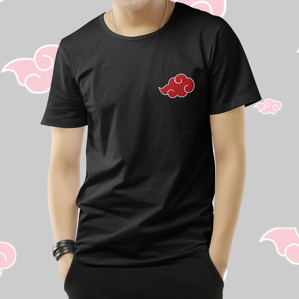 Camisetas Naruto 12 modelos disponíveis tecido 100% algodão fio 30.1, Preta  com símbolo da AKATSUKI.