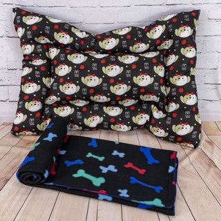 COMBO CAMINHA + MANTINHA PET ESTAMPADAS PARA GATO E CACHORRO - BLACK 01 - ENVIO IMEDIATO