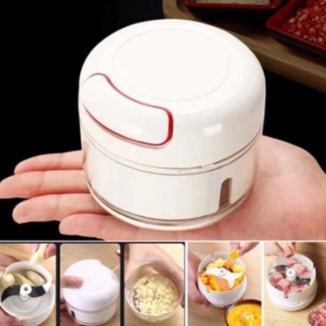 Mini Processador Manual De Alimentos Com 2 Lâminas Para Carne Picada, Alho, Legumes e Muito Mais