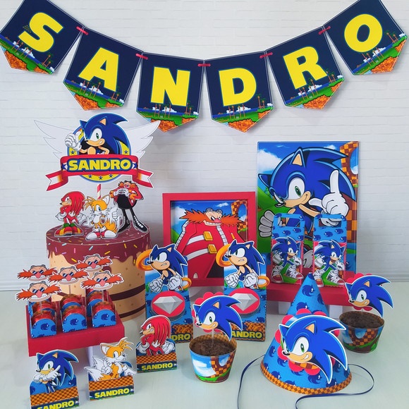 Kit Só Um Bolinho Sonic 2 Filme 5 Quadros + 6 Mesa Mdf