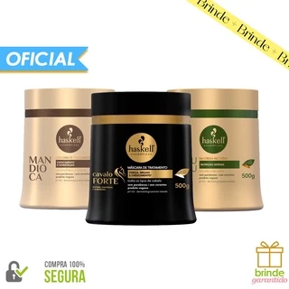 Kit Haskell Máscaras Cavalo Forte, Mandioca e Murumuru 500g Cronograma Capilar