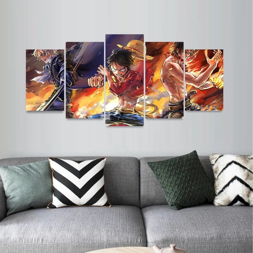 Quadro Metalizado One Piece Luffy Sabo e Ace Irmãos Placa Decorativa B