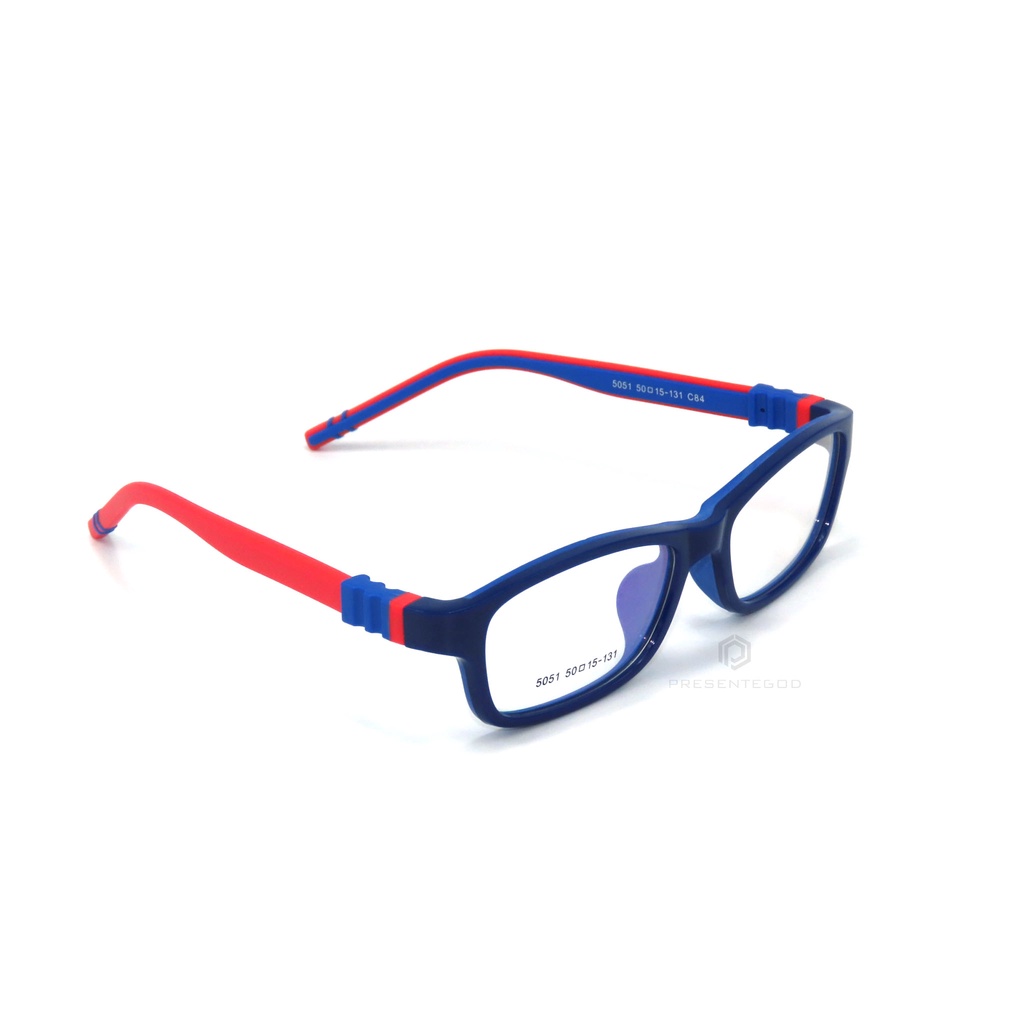 Armação Infantil Criança Acetato Silicone Óculos com Lentes De Grau VERMELHO COM AZUL OIA-34