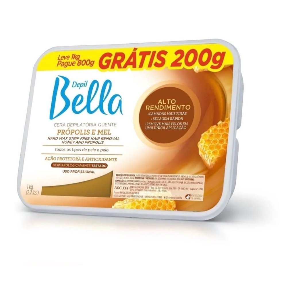 Imagem do produto Cera Quente Barra Depil Bella Própolis e Mel 800g + 200g GRÁTIS
