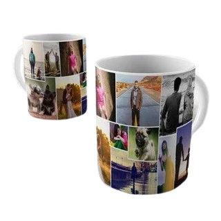 Caneca xícara de Porcelana 325 ml Personalizada Mosaico de fotos