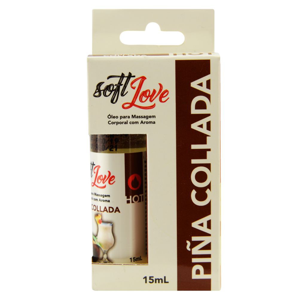 ÓLEO PARA MASSAGEM CORPORAL HOT 15ML SOFT LOVE PINA COLADA SEX  