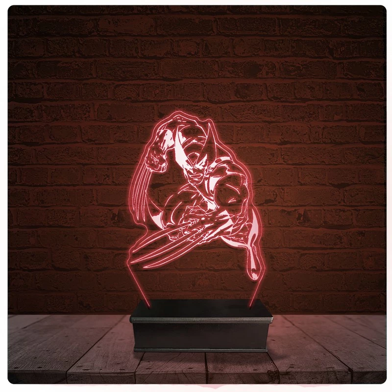 Abajur Luminária Acrílico Led - Wolverine X-Men Marvel 10