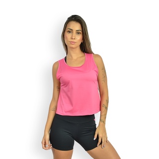 Cropped Fitness Dry Fit Com Microfuros Feminino UV50+ Blusa de