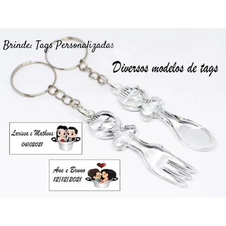 30 Chaveiros Garfo E Colher + Tags - Chá De Panela Cozinha