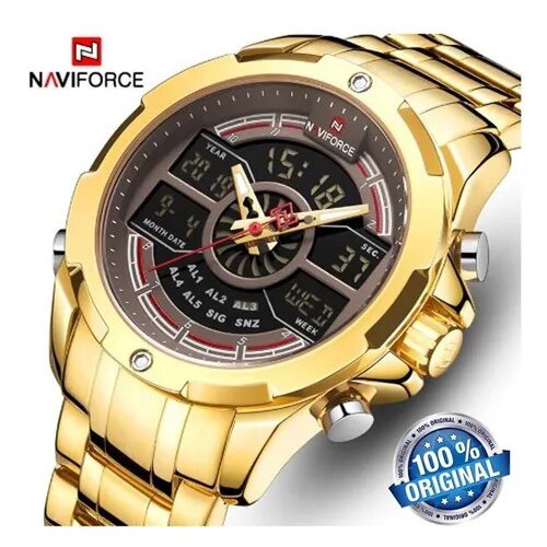 REL GIO NAVIFORCE DOURADO 9170 ORIGINAL ANAL GICO DIGITAL MULTI