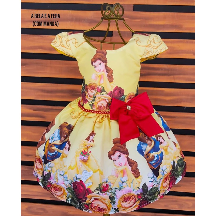 Compra online de Fantasia de A Bela e a Fera para meninas, Natal,  Halloween, Carnaval, Vestido Extravagante, Princesa Belle, Festa de  Aniversário, Vestido de Baile Amarelo 3 4 5 6 7 8 9 10 Anos