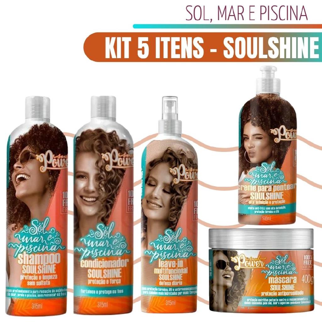 Kit Cabelo Cacheado Vegano Soul Power Sol Praia Mar Soulshine Shampoo ...