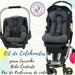 Kit Colchonete 3 Peças Para Carrinho E Bebê Conforto Escolha A Sua Estampa em Oferta na Shopee