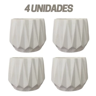 Kit 4 Unidades Vaso decorativo de gesso texturizado para Suculentas, Cactus e outras plantinhas
