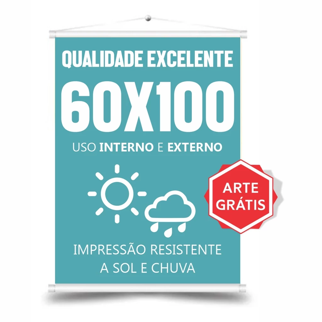 Banner Personalizado 60x100 cm em Lona Resistente - Arte Inclusa - Pronto para Pendurar