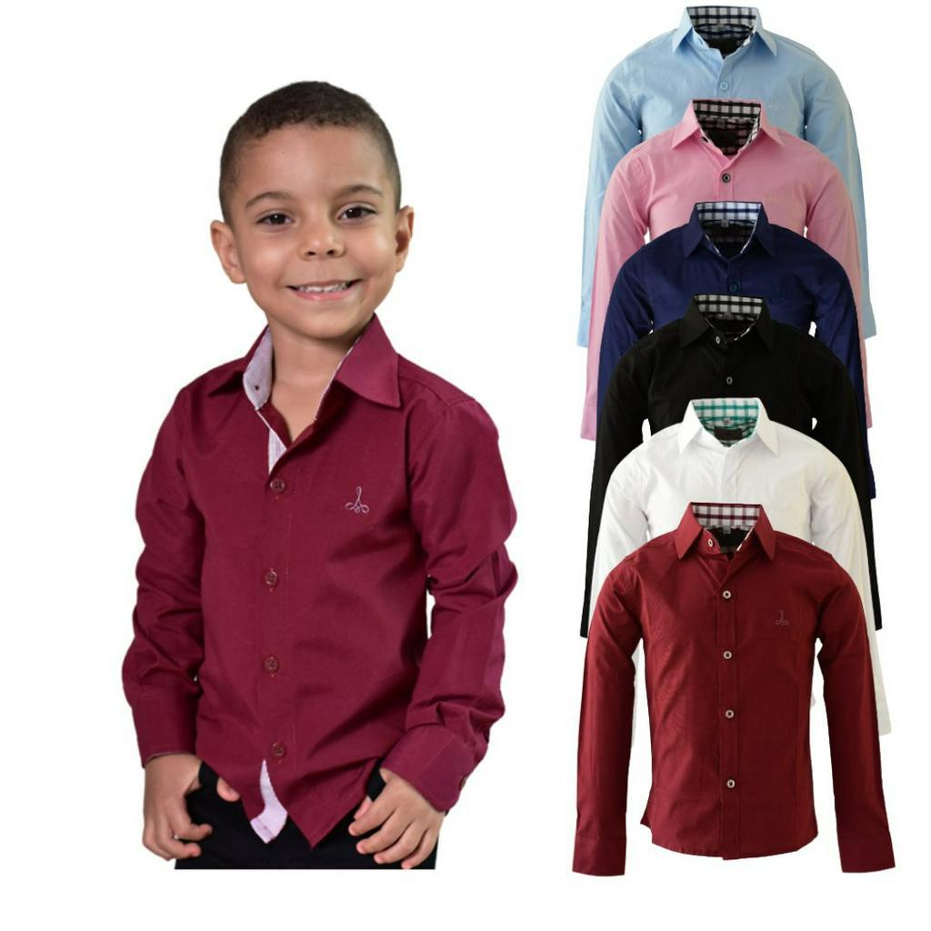 Camisa social infantil preta sales lisa