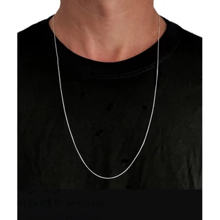 Corrente Fina Cordão Masculino Banhado a Prata 925 Veneziana 70cm