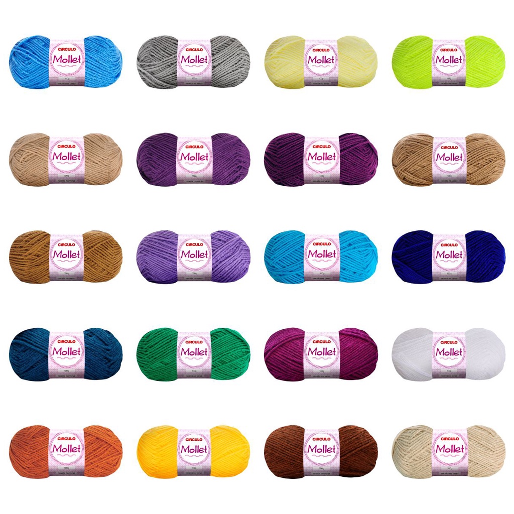 Fio Lã Mollet Círculo 100 Gramas Colorida Para Tricô Crochê | Shopee Brasil