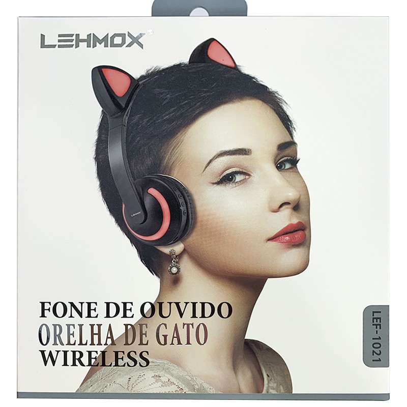 FONE DE OUVIDO BLUETOOTH ORELHA DE GATO LEHMOX LEF-1022