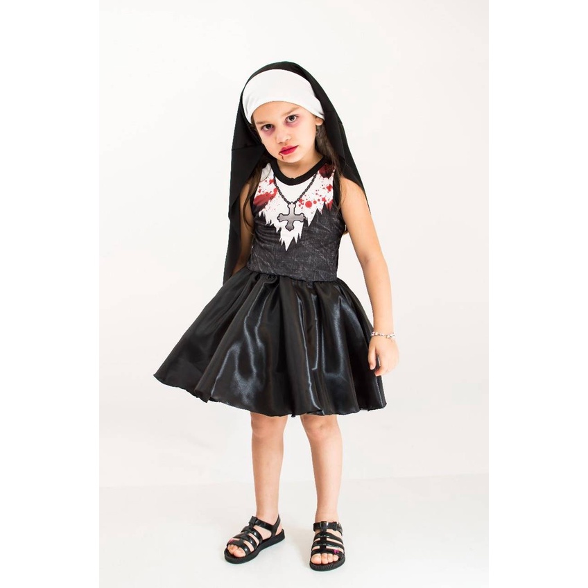 Fantasia Halloween Freira Da Noite Infantil | Shopee Brasil