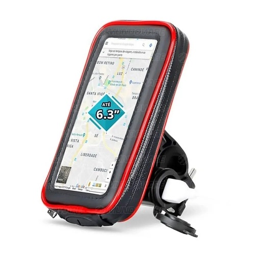 Suporte De Celular Até 6.3" Case Impermeável Para Guidão De Moto Com Carregador Usb 2A Rotação 360º