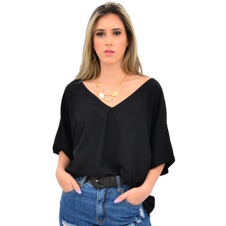 Blusa Feminina Gola V Super Tendência da Moda
