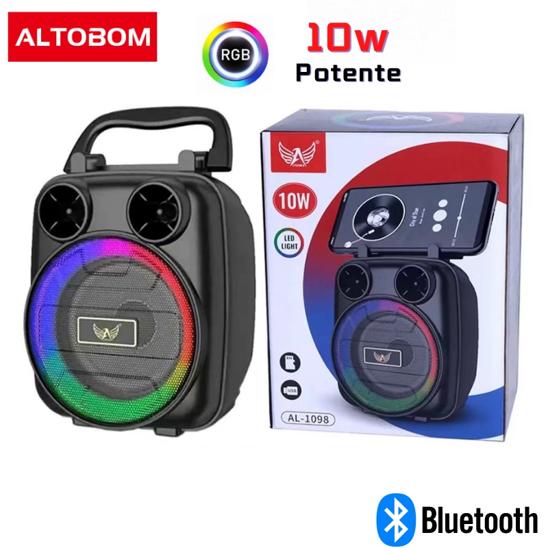 Caixa De Som RGB Led Bluetooth com potência de 10w AL-1098