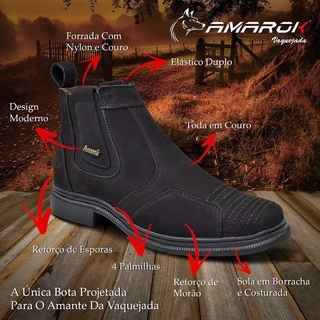 Bota De Vaquejada Amarok Feminina E Masculina Couro Legítimo