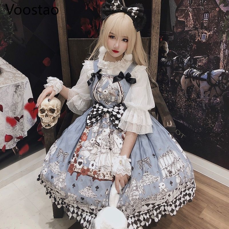 Saia Lolita japonesa para mulheres, lindo vestido Lolita, roupa