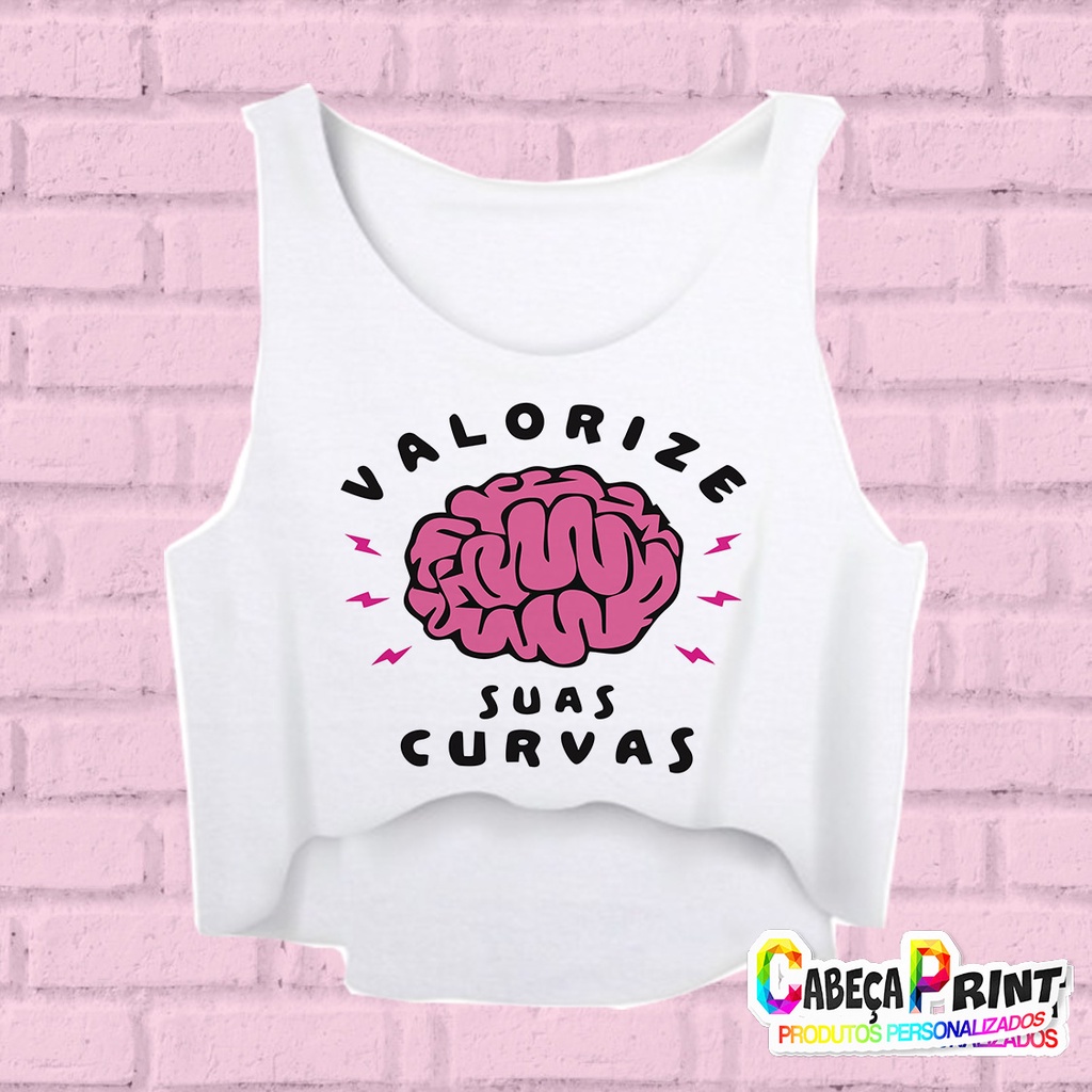 Cropped Branco Feminino Valorize Suas Curvas Shopee Brasil