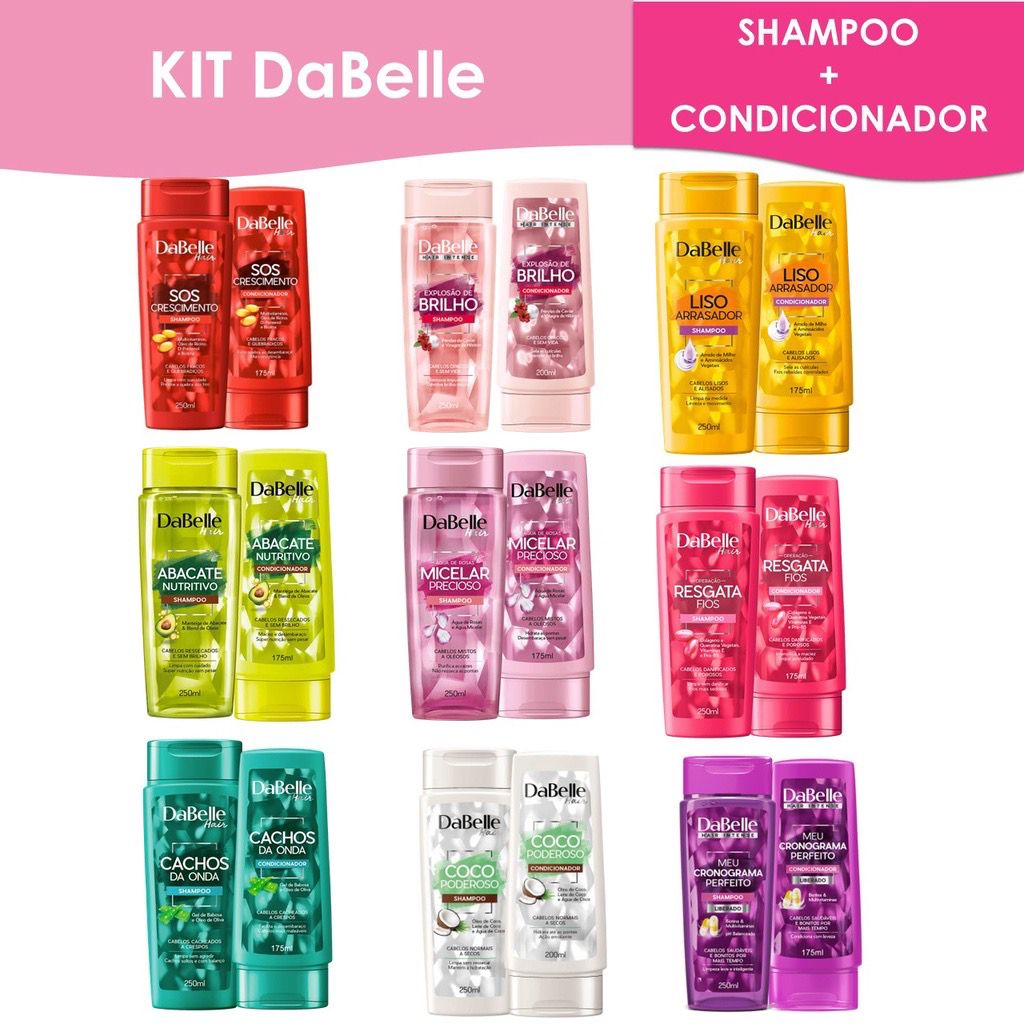 Kit Shampoo 250 ml e Condicionador 200 ml Dabelle | Shopee Brasil
