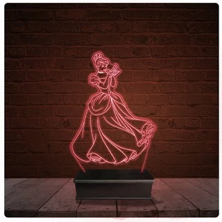 Abajur Luminária Acrílico Led - Princesa Cinderela disney 02