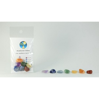 Kit de Cristais de Bolso - Pedras para Alinhamento dos 7 Chakras - Cristais Diversos