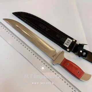 Facão Full Tang Cabo Madeira Ergonômico Militar Aço 3mm Case RMB