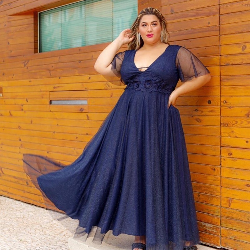 vestido de festa longo preto plus size do 38 até 52