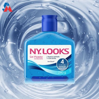 Gel Fixador Ny Looks Mega Forte Fator 4 Azul 240gr 1 Unidade