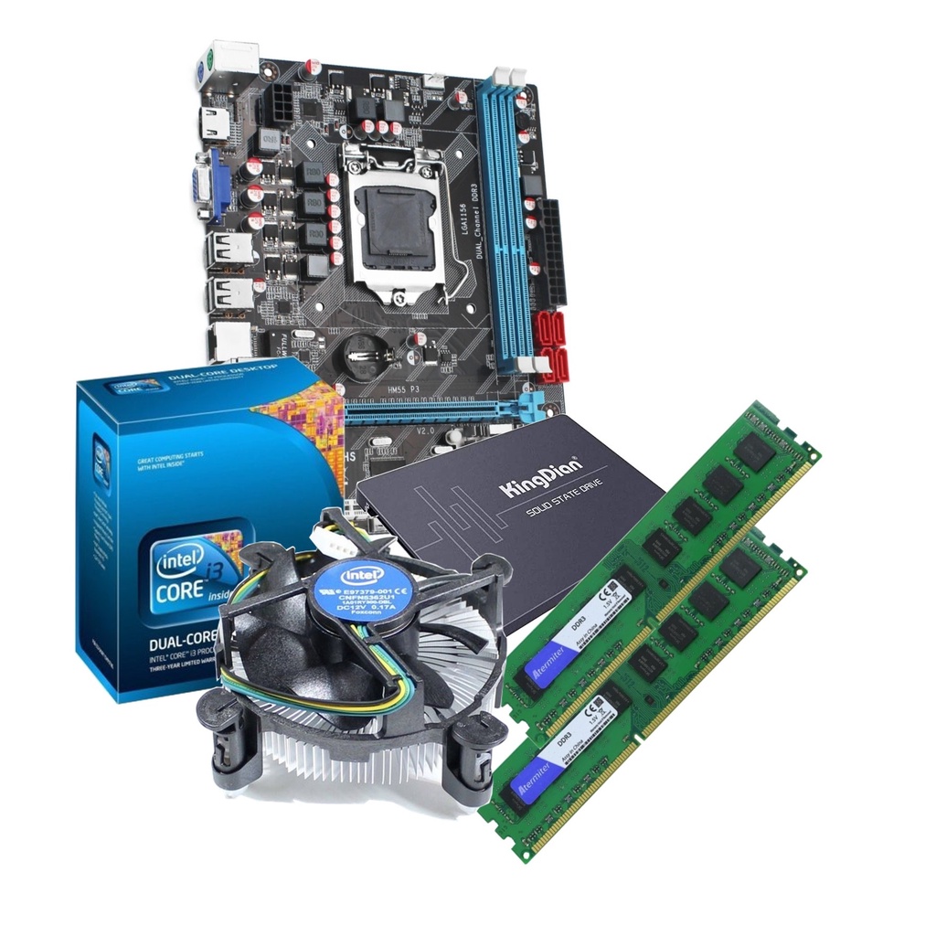 Kit I3 550 + placa Mãe 1156 H55 + 4gb ou 8gb Ddr3 1600mhz + ssd 128gb ...