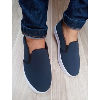 Slip on store azul marinho feminino