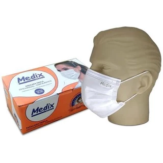 Máscara Descartável Tripla Camada C/elástico Caixa C/50 Pçs Branca - Medix