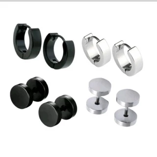 kit 4 pares de brinco Argola falso Alargador Preto e Prata