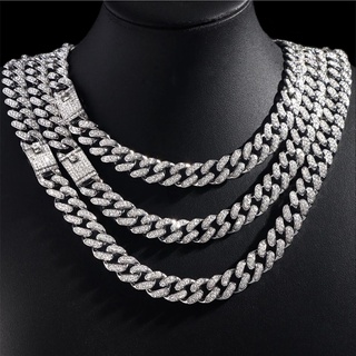 Corrente masculina Cubano Colar prata corrente diamante Colar feminino Iced out Pulseira HIPHOP