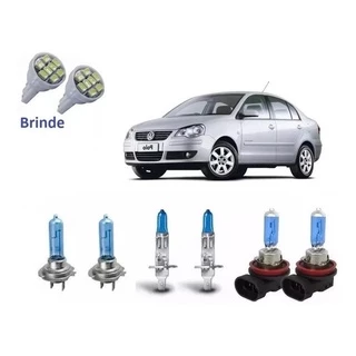 Kit Super Branca + Leds Vw Polo Farol Alto Baixo Milha 2007/2010