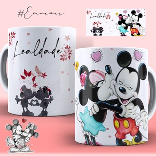 Caneca Personalizada 325 Ml "Mickey e Minnie Lealdade" Porcelana Primeira Linha
