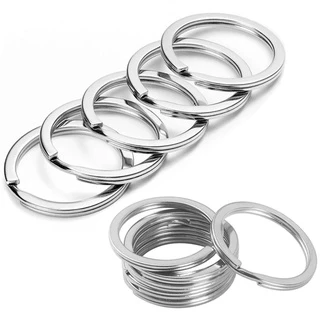 [10Pcs Porta-Chaves De Aço Inoxidável Plano Anéis Divididos Metal Em Branco Acessórios