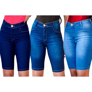 Kit 3 Bermuda Feminina Ciclista Jeans Lycra (Até o Joelho) temos do 38 ao 48